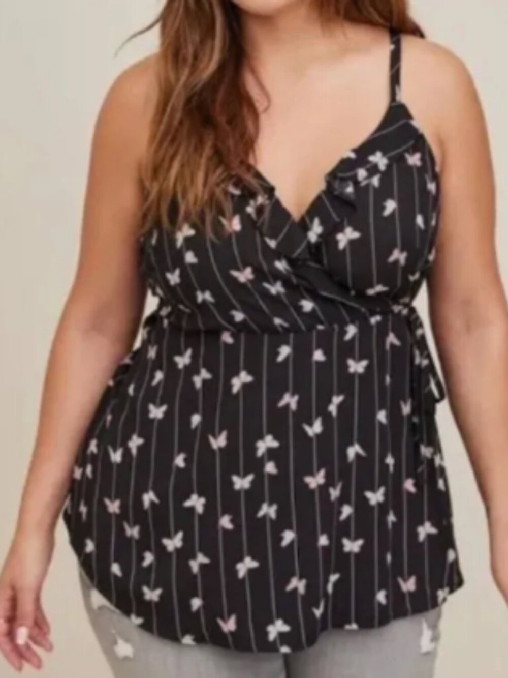 Torrid Georgette Butterfly Faux-Wrap Cami